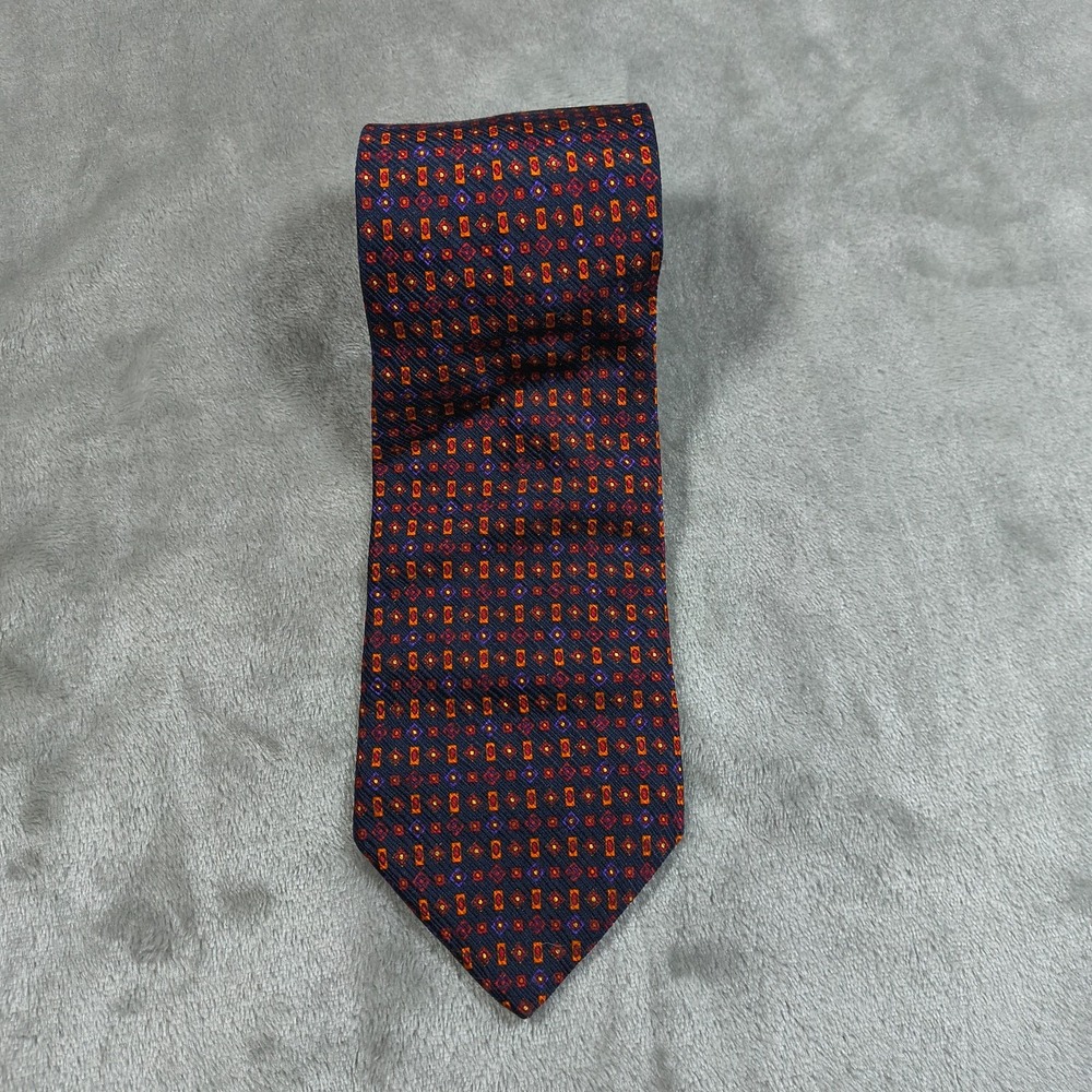 Barneys‎ New York Tie Red Purple Geometric Abstract Silk Italy Luxury 60x3.75